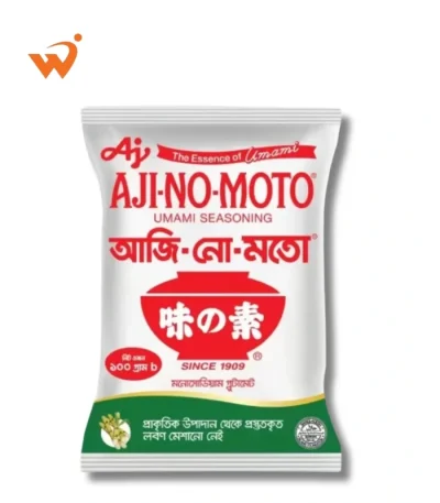 Aji-no-moto Tasting Salt 100gm small red and white sachet showing the crystalline monosodium glutamate (MSG) texture.