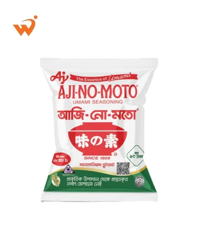 Aji-no-moto Tasting Salt 18gm small red and white sachet showing the crystalline monosodium glutamate (MSG) texture.