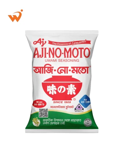 Aji-no-moto Tasting Salt 40gm small red and white sachet showing the crystalline monosodium glutamate (MSG) texture.