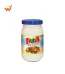 Alfa Mayonnaise 236.5ml glass jar featuring a creamy white texture and the classic blue and yellow Alfa label.