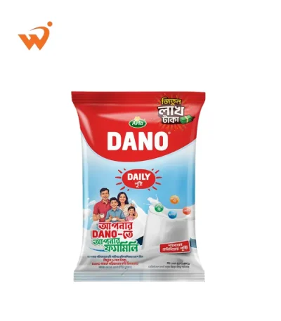 Dano Daily Pusti Milk Powder 500gm blue and red pouch showing a glass of milk and a family-focused design.