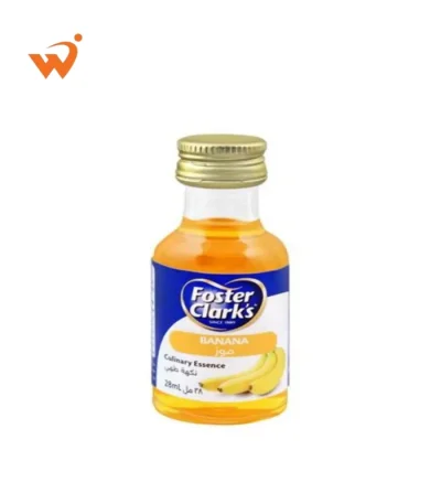 Foster Clark's Culinary Banana Essence 28ml small glass bottle with a yellow and red label featuring a ripe banana illustration.