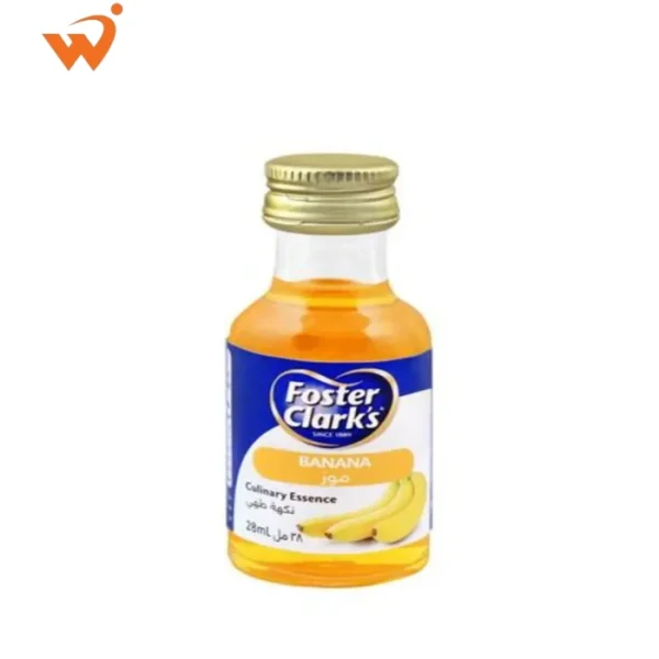 Foster Clark's Culinary Banana Essence 28ml small glass bottle with a yellow and red label featuring a ripe banana illustration.