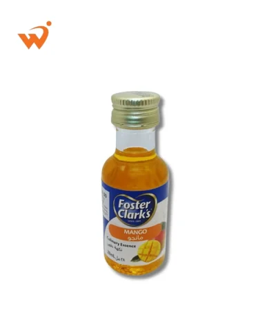 Foster Clark's Culinary Mango Essence 28ml small glass bottle with a bright yellow label featuring a ripe, juicy mango illustration.
