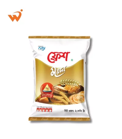 Fresh Refined Maida 2KG packet with a clear window showing ultra-white fine flour.