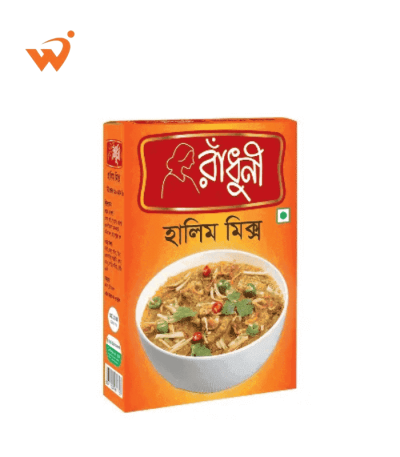 A 200gm box of Radhuni Haleem Mix containing grains, lentils, and spices.