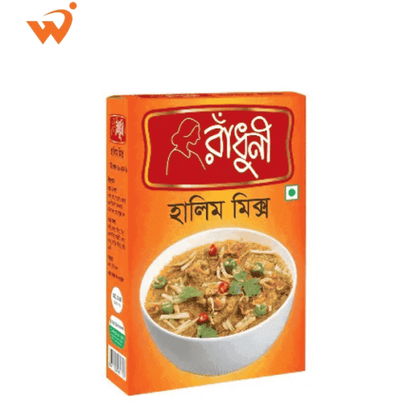 A 200gm box of Radhuni Haleem Mix containing grains, lentils, and spices.