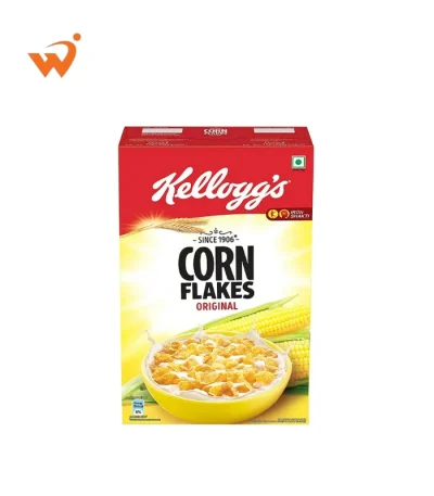 Kellogg's Corn Flakes Original 475gm medium-sized box featuring toasted golden corn flakes and the iconic Kellogg's branding.