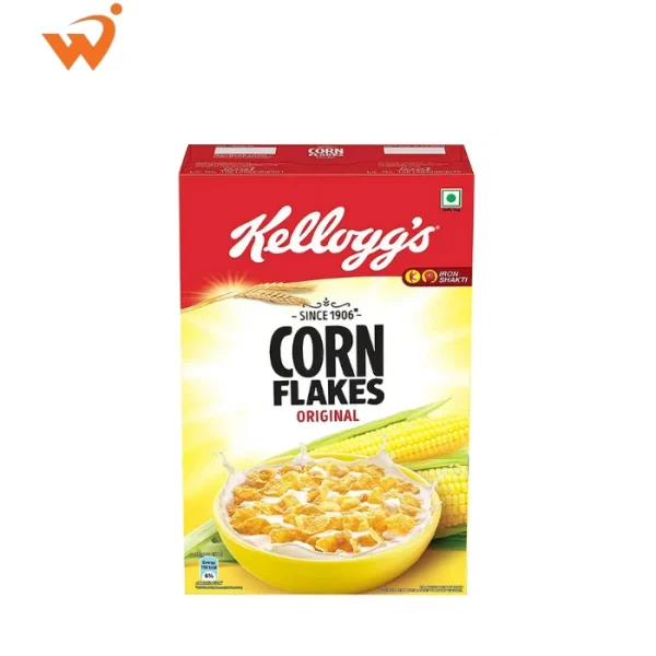Kellogg's Corn Flakes Original 475gm medium-sized box featuring toasted golden corn flakes and the iconic Kellogg's branding.