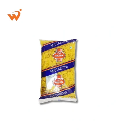 Kolson Macaroni Pasta Bamboo 400gm packet featuring cylindrical, hollow-cut penne pasta with a smooth golden texture.