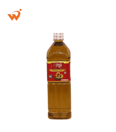 A 1-liter bottle of pure Radhuni Mustard Oil.