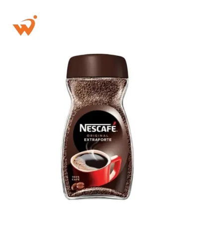 Nescafe Original 200gm glass jar featuring the classic red mug, dark roasted coffee beans, and the "Double Filter Full Flavor" seal.