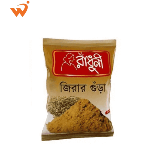 A 100gm packet of Radhuni Cumin or Jeera Powder.