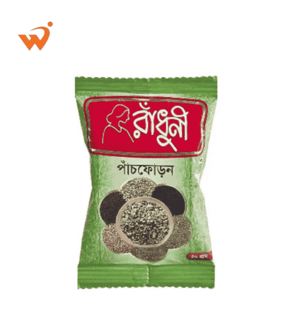 A 50gm packet of Radhuni Panch Foran, a Bengali five-spice blend.