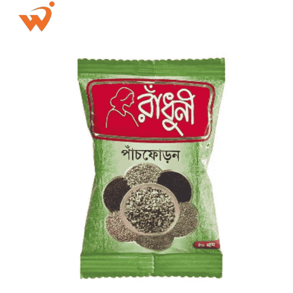 A 50gm packet of Radhuni Panch Foran, a Bengali five-spice blend.