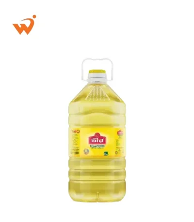 Teer Soyabean Oil 5 Litre PET bottle showing the clear, golden refined oil with a nutrition-focused label.