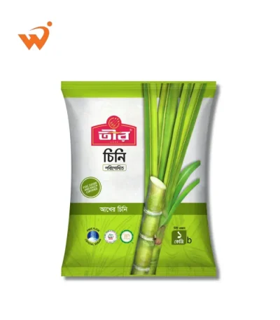 Teer Sugar 1KG packet featuring clear, white, refined sugar crystals in premium sealed packaging.