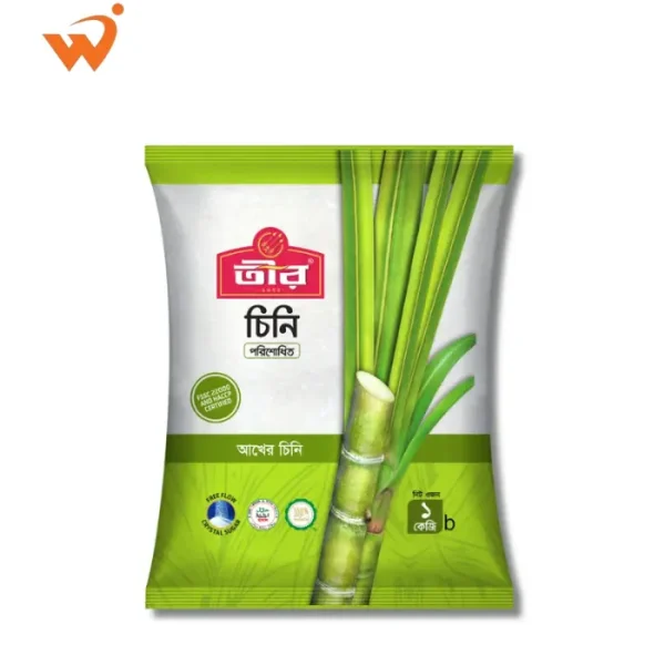 Teer Sugar 1KG packet featuring clear, white, refined sugar crystals in premium sealed packaging.